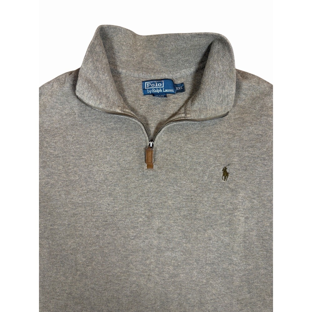 Polo Ralph Lauren Quarter Zip Pullover Sweatshirt Mens 2XL Gray Pony Cotton